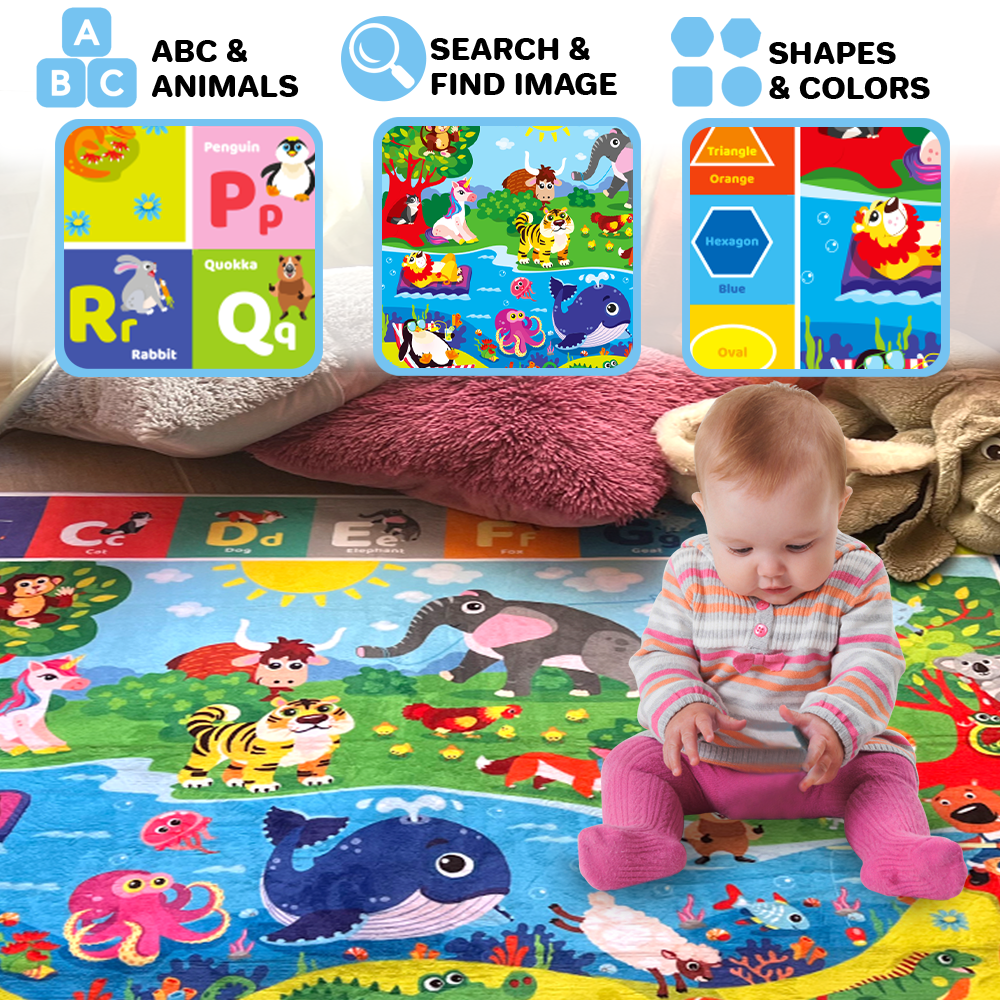 Quokka Soft Comfortable Educational ABC Baby Play Mat - Large Padded Rug for Toddlers and Infants