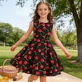 thumbnail image 3 of Lullu Girls Cherry Print Tank Dress Summer Sleeveless Crewneck A Line Dress, Sizes 3-12, 3 of 4