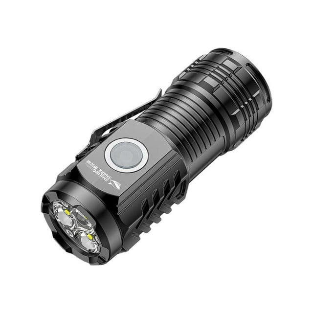 LEEYNEER Clerance! Sd-1033 Black Smiling Shark Three-Eye Strong Light Flashlight Multi-Function Rechargeable Compact Mini Portable Outdoor Fixed Focus Long-Range Led Flashlight