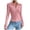 Pink, variant on Women's Casual V Neck Collar Button Down Long Sleeve Shirt Slim Fit Blouse Top