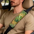 thumbnail image 5 of Xixirimido Car Seat Cover Set of 5 Pieces Front Seat Covers with Matching Seat Belt and Center Console Covers PU Leather Fits Most Vehicles, Green Shamrocks Coins, 5 of 8
