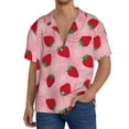 thumbnail image 7 of Lsque Strawberry print Men's Cuban Collar Short Sleeve Shirt Summer Beachwear Casual Button Down Fashionable Vacation Leisure Shirt-Large, 7 of 7