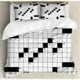 thumbnail image 3 of Word Search Puzzle Duvet Cover Set Twin Size, Blank Newspaper Style Crossword Puzzle with Numbers in Word Grid, Decorative 2 Piece Bedding Set with 1 Pillow Sham, Black and White, by Ambesonne, 3 of 3
