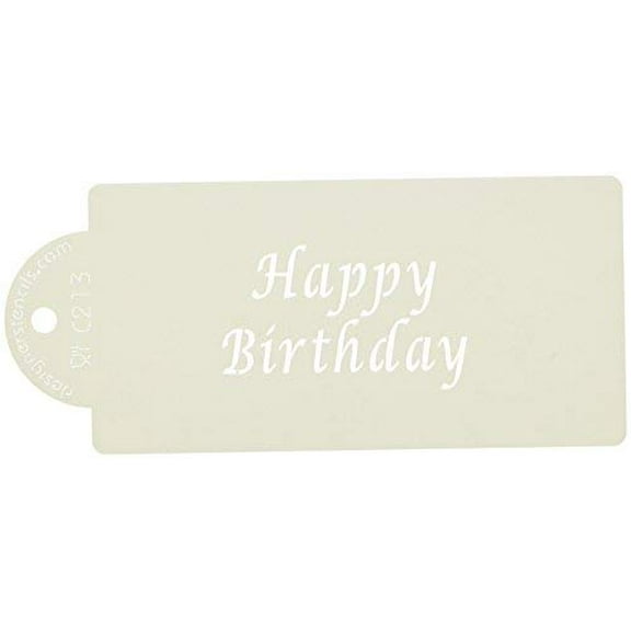Designer Stencils Happy Birthday Business Card Cookie Stencil, Beige/semi-transparent