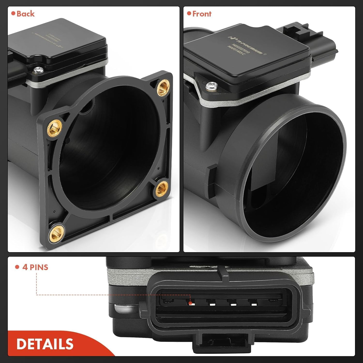 A-Premium Mass Air Flow Sensor Meter MAF [4-Pins] Compatible with Ford F-150 Heritage, Taurus, Crown Victoria, Windstar, Contour & Lincoln Town Car & Mercury Sable, Cougar, Grand Marquis, Mystique