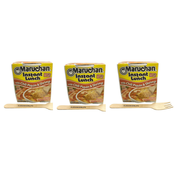 Maruchan Instant Hot Spicy Lunch Chili Piquin & Shrimp 2.25 Oz   One Eleganceinlife Fork for Each  Pack of 3