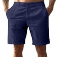 thumbnail image 2 of Cotton Linen Shorts for Men Summer Casual Lightweight Wide Straight Leg Relaxed Fit Beach Shorts with Pockets, 2 of 6