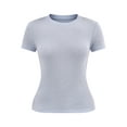 thumbnail image 3 of No Boundaries Ribbed Crewneck Tee with Short Sleeves, Women's, 3 of 4