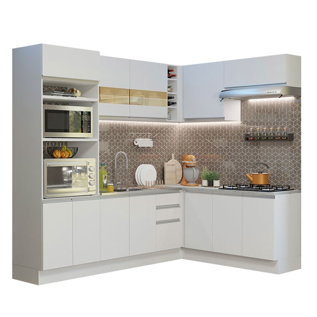 Cocina Integral Completa Esquinera 419cm Glamy Madesa 01 - Blanco Madesa GCGL419001