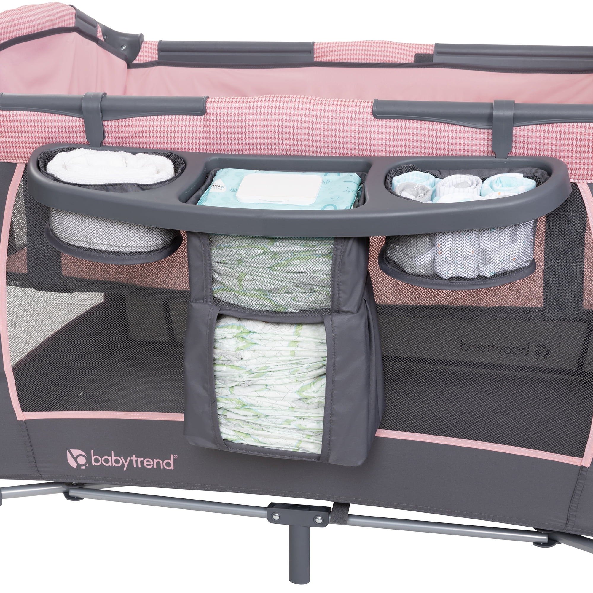 Baby Trend Lil Snooze Deluxe III Nursery Center with Portable Bassinet, Cozy Pink