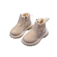 thumbnail image 5 of IEMIEMIEM Girls Boys Ankle Boots Kids Chelsea Booties Side Zipper Comfortable Slip on Lug Sole Low Heel Fall Boot Fur Lined Warm Winter Shoes for Toddler Little Kid White 10.5 Toddler, 5 of 5
