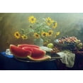 thumbnail image 2 of Ustinagreen 18x14 Black Ornate Wood Framed with Double Matting Museum Art Print Titled - Still Life With Watermelon And Grapes, 2 of 4