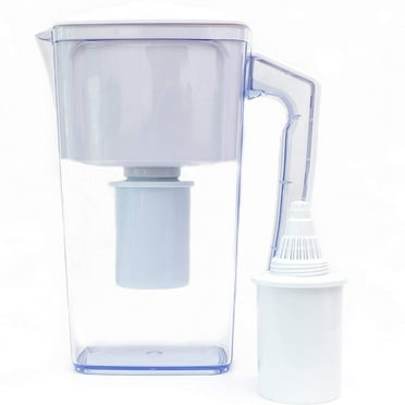 Plant Based Pros Alkaline Water Filter Pitcher - 2.5L Healthy Pure Water Ionizer, Two 60-Day Activated Carbon Filters, BPA Free, Healthy, Clean, Toxin - Updated