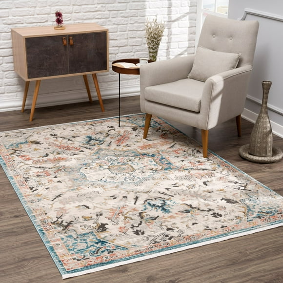 LaDole Rugs Tapis Traditionnel Persan Oriental Usé Sarcelle Turquoise Ivoire Gris Rouge Orange Tapis Salon Chambre Carpet Tapis 3x5 3x10 4x6 5x8 6x9 8x10 9x12