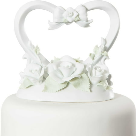 Rose Heart Wedding Cake Topper