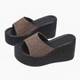 thumbnail image 7 of Slippers for Women,Platform Slippers Casual Comfortable Soft Fabric Slide Sandals With Thick Sole For Beach Walking Indoor Outdoor,Womens Slippers,Brown,8.5, 7 of 7