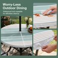thumbnail image 5 of Round Outdoor Tablecloth with Umbrella Hole and Zipper, Teal Aqua Stripes Tablecloth with Elastic Waterproof, Modern Ombre Abstract Aesthetics Patio Table Covers for 36" - 44" Picnic Pool Tables, 5 of 9