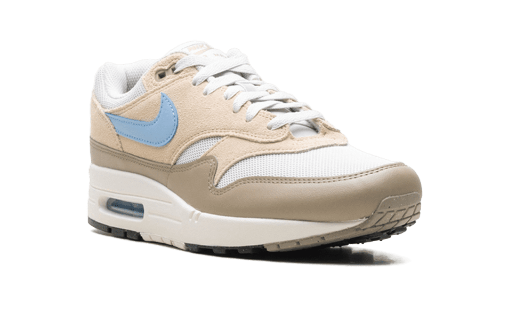 NIKE MENS Air Max 1 Essential "Light Bone Psychic Blue" FZ5808 009 from Stadium Goods