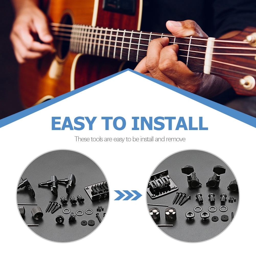 OUNONA 1Set Guitar Luthier Accessory Kit for 3 String Guitars with Metal Control Knob and Strap Locks
