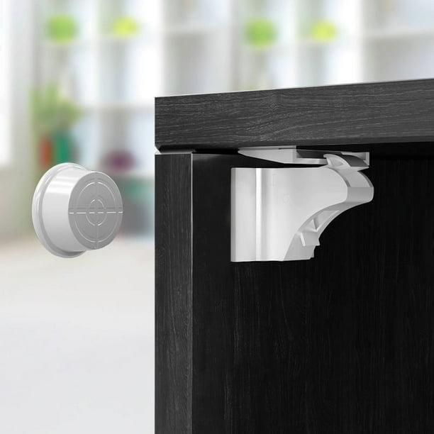 1 cerradura magnética para gabinete a prueba de bebés, cierres de gabinete a prueba de niños, diseño invisible, adhesivo 3M, no necesita taladros, herramientas ni tornillos.