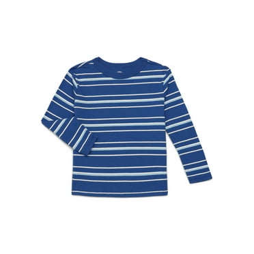Wonder Nation Boys' Long Sleeve Stripe Tee, Sizes 4–18 & Husky