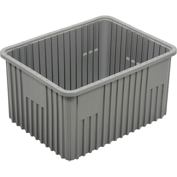 Plastic Dividable Grid Container, 22-1/2"L x 17-1/2"W x 12"H, Gray, Lot of 3