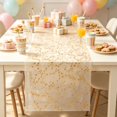 thumbnail image 5 of PoyoKee Sheer Table Runner 118" x 11", Sheer Star Table Cloth, Golden Organza Tablecloth, Party Decorations for Kitchen and Dining Home Decor Wedding, 5 of 6