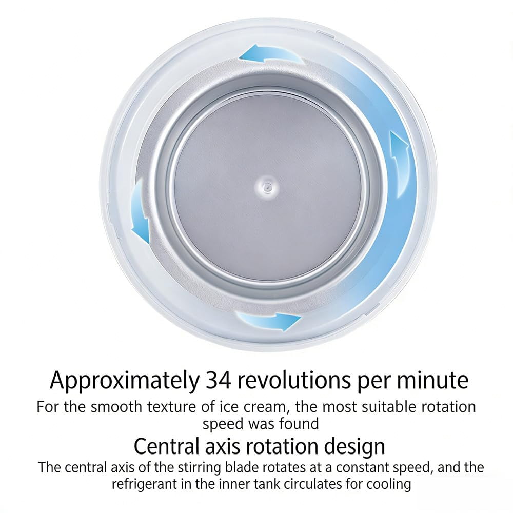 Small Home Mini Ice Cream Maker, One-Touch Diy Dessert Maker and Pre-Freezer Bowl - Easy to Clean ,Makes Gelato, Frozen Yogurt, Sorbet & More