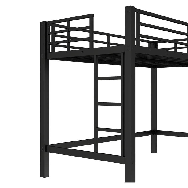 Bellemave Metal Twin XL Loft Bed, Heavy Duty Loft Bed Frame with 2 Build in Ladder and Full Length Guardrail, Loft Beds Twin XL with Large Under-Bed Space, Easy to Assemble-Black