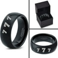 thumbnail image 4 of Tungsten Lucky Number Seven Band Ring 8mm Men Women Comfort Fit Black Dome Polished, 4 of 4