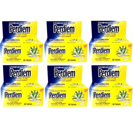 Perdiem Pills Overnight Relief, 60 Count (Pack of 6)