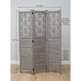 thumbnail image 2 of Legacy Decor 3 Panels Room Divider Rustic Wood w/ Decorative Cutout, Grey Color, Freestanding, 2 of 6