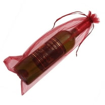 HONITANO 10Pcs Wine Red Sheer Organza Bottle Bags and Storage