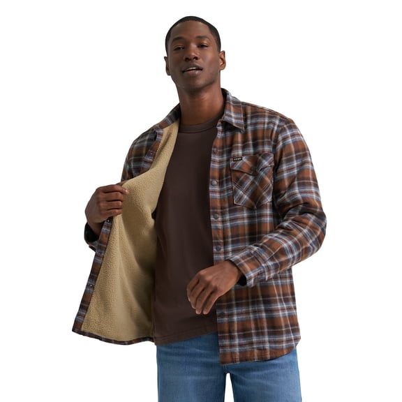 Wrangler® Men's and Big Men's Sherpa Lined Relaxed Fit Heavyweight Shirt Jacket, Sizes S-2XL