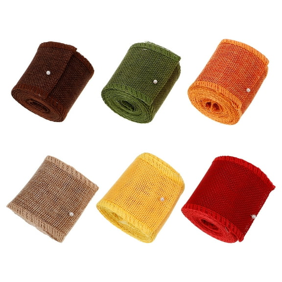 SOPOTUTU Wide Burlap Ribbon for Christmas Festival Decor Rustic Multicolor Wired Ribbon for Wreaths