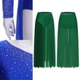 thumbnail image 4 of TiaoBug Womens Lyrical Dance Skirt Rhinestone Flowy Maxi Skirt with Briefs Contemporary Dancewear Green S, 4 of 5