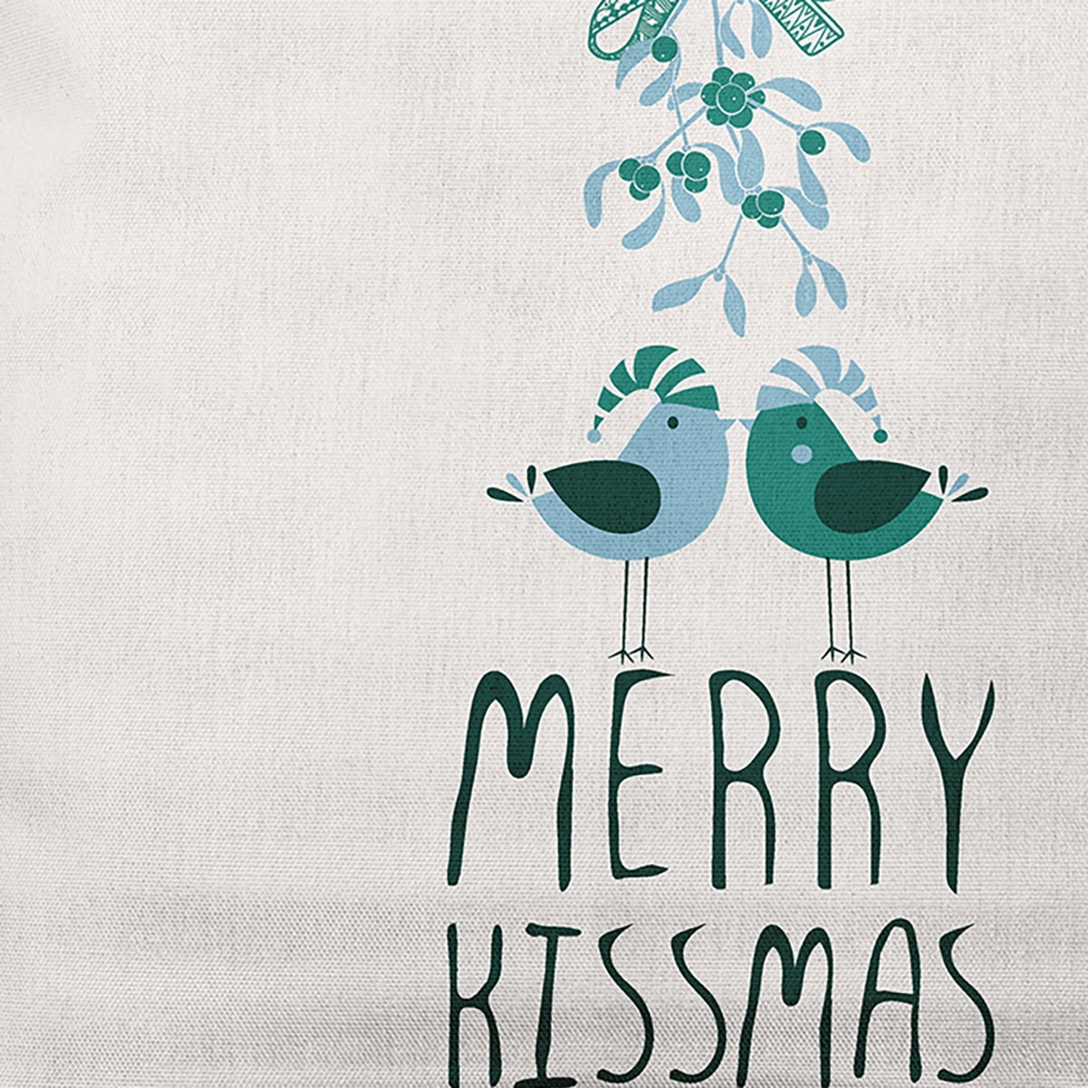Simply Daisy Christmas Green Colored Merry Kissmas Christmas Soft Spun Polyester Decorative Throw Pillow, 18" x 18"