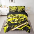 thumbnail image 2 of Erosebridal Golden Race Car Bedding Queen Size,Extreme Sports Bed In A Bag Queen Size,Car Theme Decor,Reversible,Lightweight,7 Pieces, 2 of 5