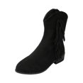 thumbnail image 2 of Willtoo Women's Fashionable Ankle Boots, Fringed Pointed-toe Square Heel, Suitable for Autumn and Winter Outfits Black, 2 of 6