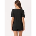 thumbnail image 3 of DARING DIVA Women's Lounge Sets Ribbed Knit Short Sleeves Pajamas with Shorts XS Black, 3 of 6