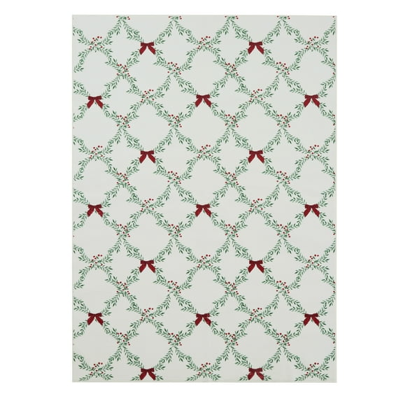 My Texas House White/Green Wreath Faux Fur Washable Indoor Area Rug, 5' x 7'