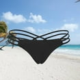 thumbnail image 3 of Ortofally Women Strappy Bikini Thong Swim Bottoms Brief Underwear Size L (Black), 3 of 10