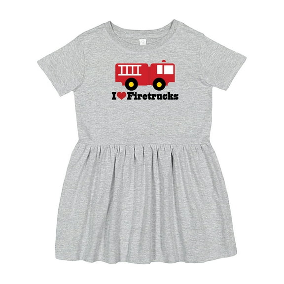 Inktastic I Heart Firetrucks Girls Toddler Dress