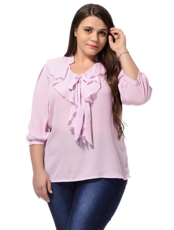 Unique collar white blouses for women plus size