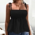 thumbnail image 2 of JGGSPWM Women's Classic Lovely Sleeveless Tube Tops Solid Blouse Ruched Pleated Chiffon Babydoll Peplum Tunic Trendy Shirts Black S, 2 of 4