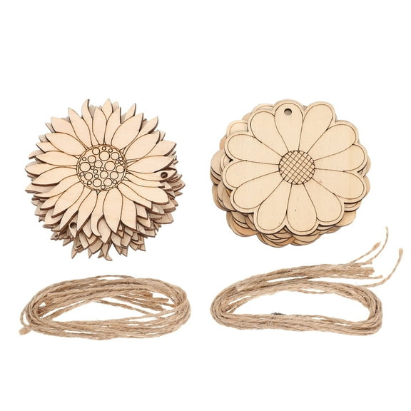 HEALEEP Wooden Sunflower Cutouts For Crafts Khaki 20Pcs 3.15X2.76X0.2In