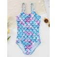 thumbnail image 3 of GYRATEDREAM Toddler Little Girls Swimsuits One Piece Bathing Suit Mermaid Scale 3D Printed 2-8 Years, 3 of 9