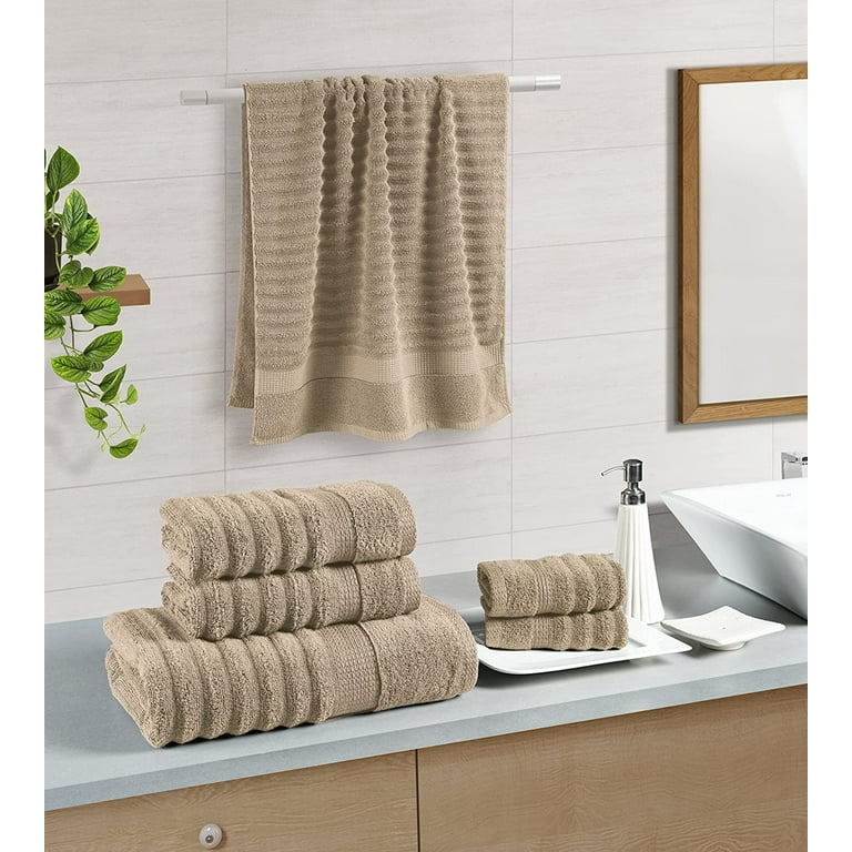Addy Home Soft Quick Dry 6-Piece Ribbed Bath Towel Set, Taupe (2 Bath, 2  Hand, 2 Wash) 
