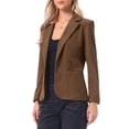 thumbnail image 4 of INSPIRE CHIC Corduroy Blazer for Women's Notched Lapel Long Sleeve Casual One Button Jacket with Pockets S Brown, 4 of 6