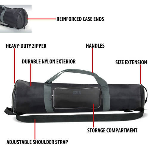 Padded Tripod Case Bag with Expandable Compartment & Accessory Storage - by  USA GEAR - works with Vista , Ravelli , Dolica , Manfrotto & More - Holds  